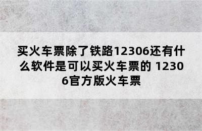 买火车票除了铁路12306还有什么软件是可以买火车票的 12306官方版火车票